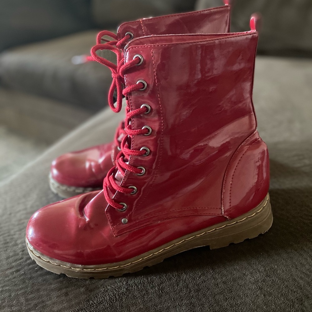 Red rain boots